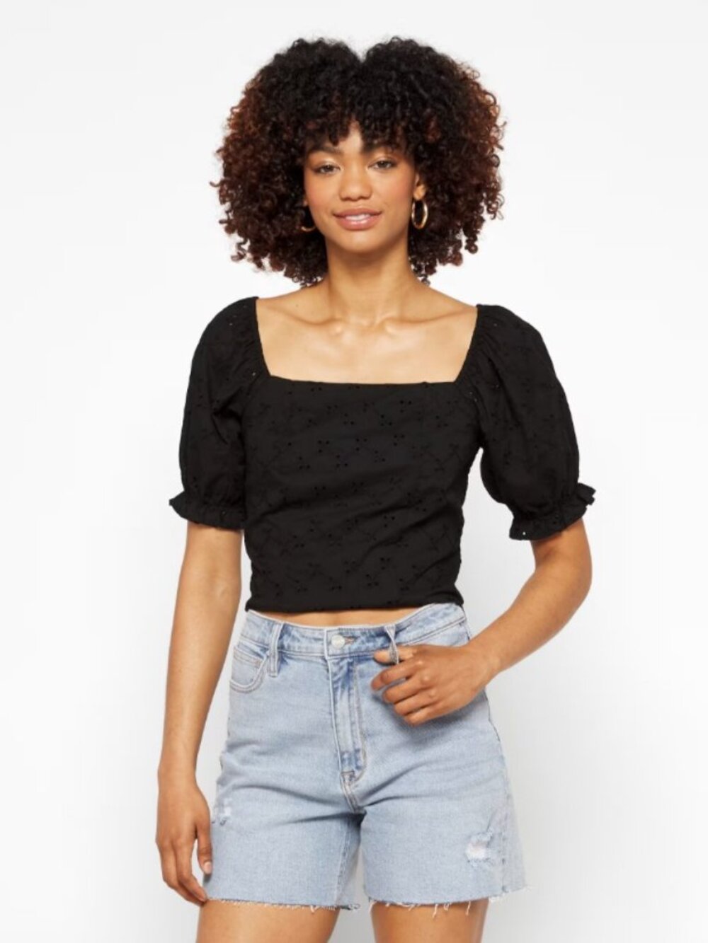Mason & Belle Yesenia Back Tie Detail Eyelet Crop Top